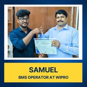 BMS Operator student placement after completing BMS training at IIFM Academy Chennai