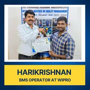 Building Management System course student placed as BMS Technician at IIFM Academy Chennai