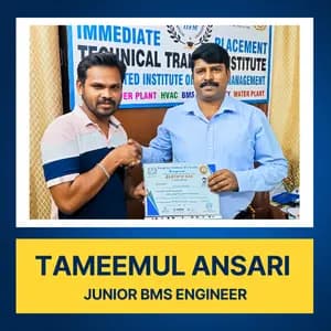 Junior BMS Engineer placement after Building Management System course at IIFM Academy Chennai