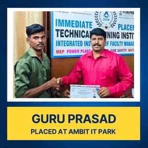Student placed as Electrical Technician through IIFM Academy Chennai Power Plant course