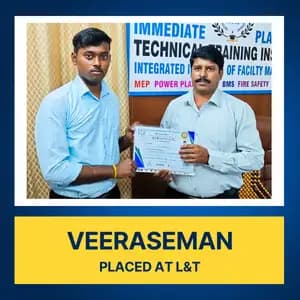 Electrical Engineer placement success from IIFM Academy Chennai Power Plant training